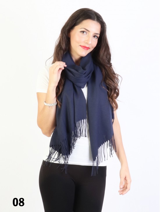 Solid Color Shawl Scarf W/ Tassels